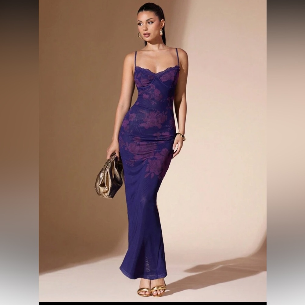 Elegant Purple Floral Dress
